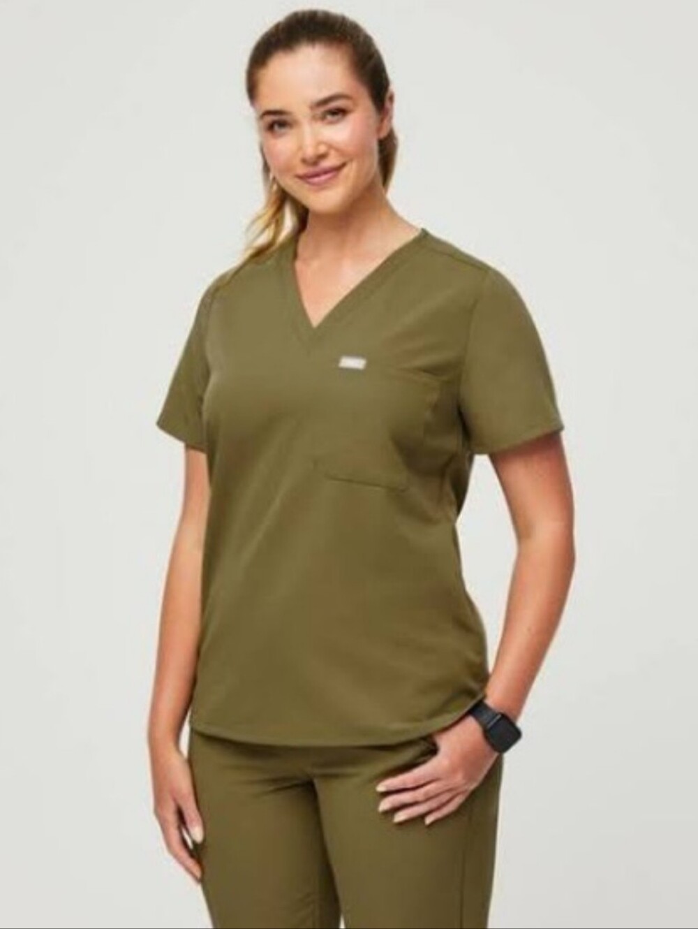 FIGS Women's Martini Olive Catarina V-Neck Scrub Top XXS